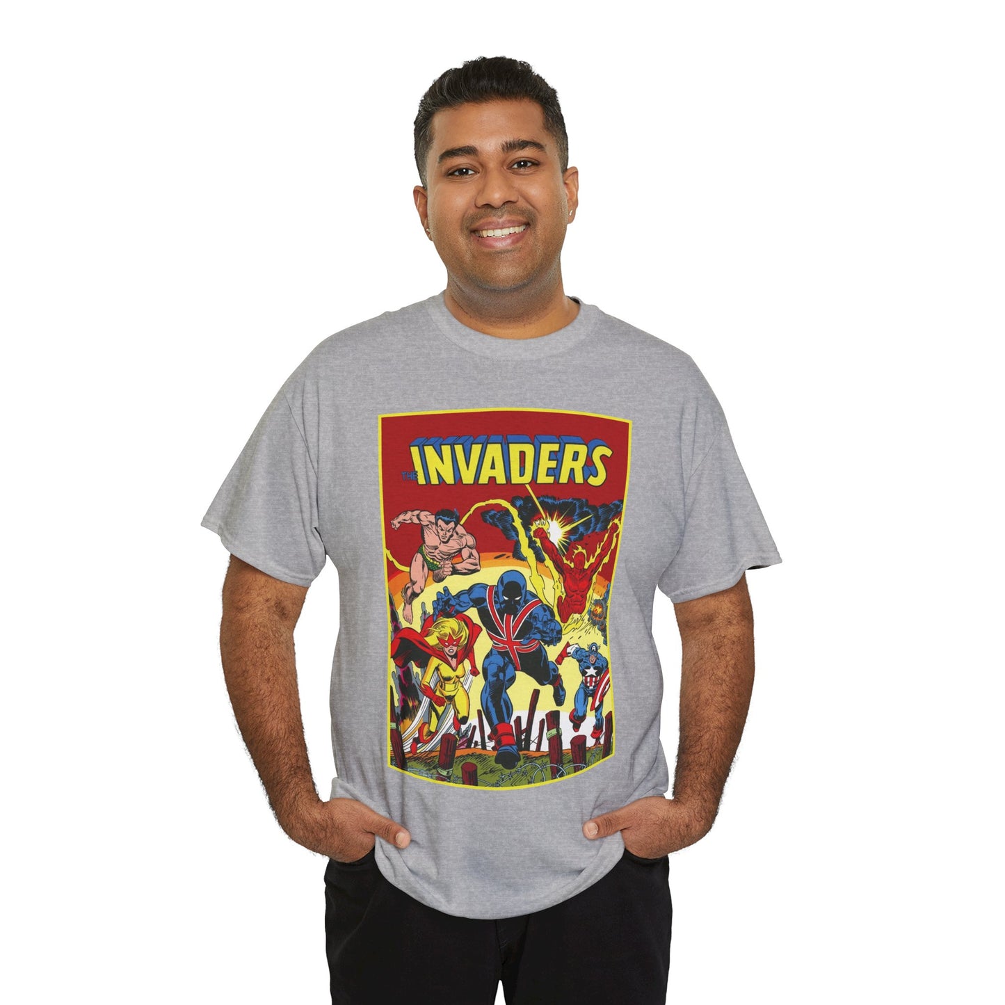 Invaders T-Shirt - Captain America, Human Torch, Namor, Spitfire - World War II Soldiers - Golden Age Heroes - Marvel Comics