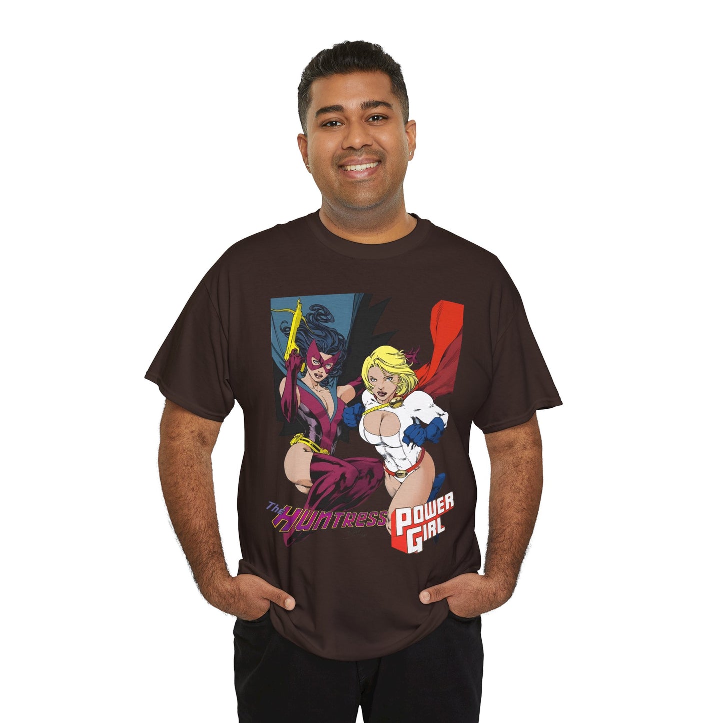 Huntress & Power Girl T-Shirt - Ed Benes Art - Justice Society, JSA, Earth 2 - DC Comics Bronze Age, Pre-Crisis Heroes