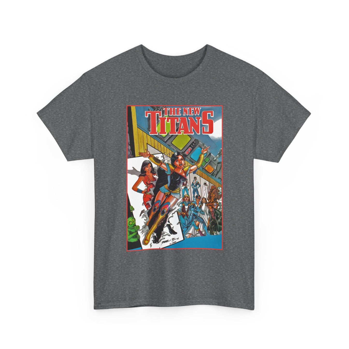 New Titans T-Shirt - George Perez Art - Troia 1st Appearance - Nightwing, Cyborg, Starfire, Raven, Jericho, Changeling - DC Comics