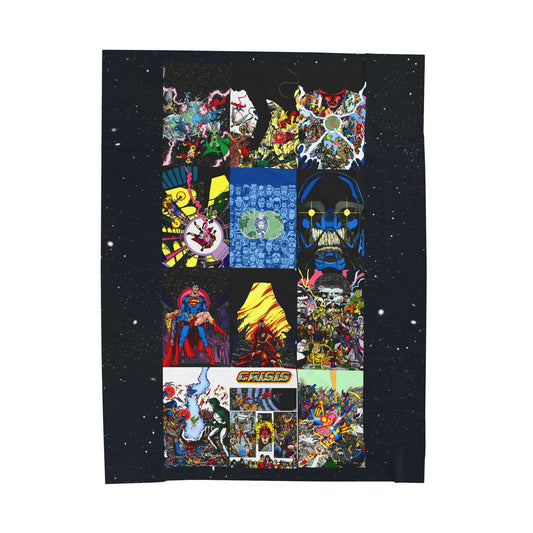 Crisis on Infinite Earths Velveteen Plush Blanket 60x80" - Iconic George Perez Art - #1-12 Covers - DC Comics
