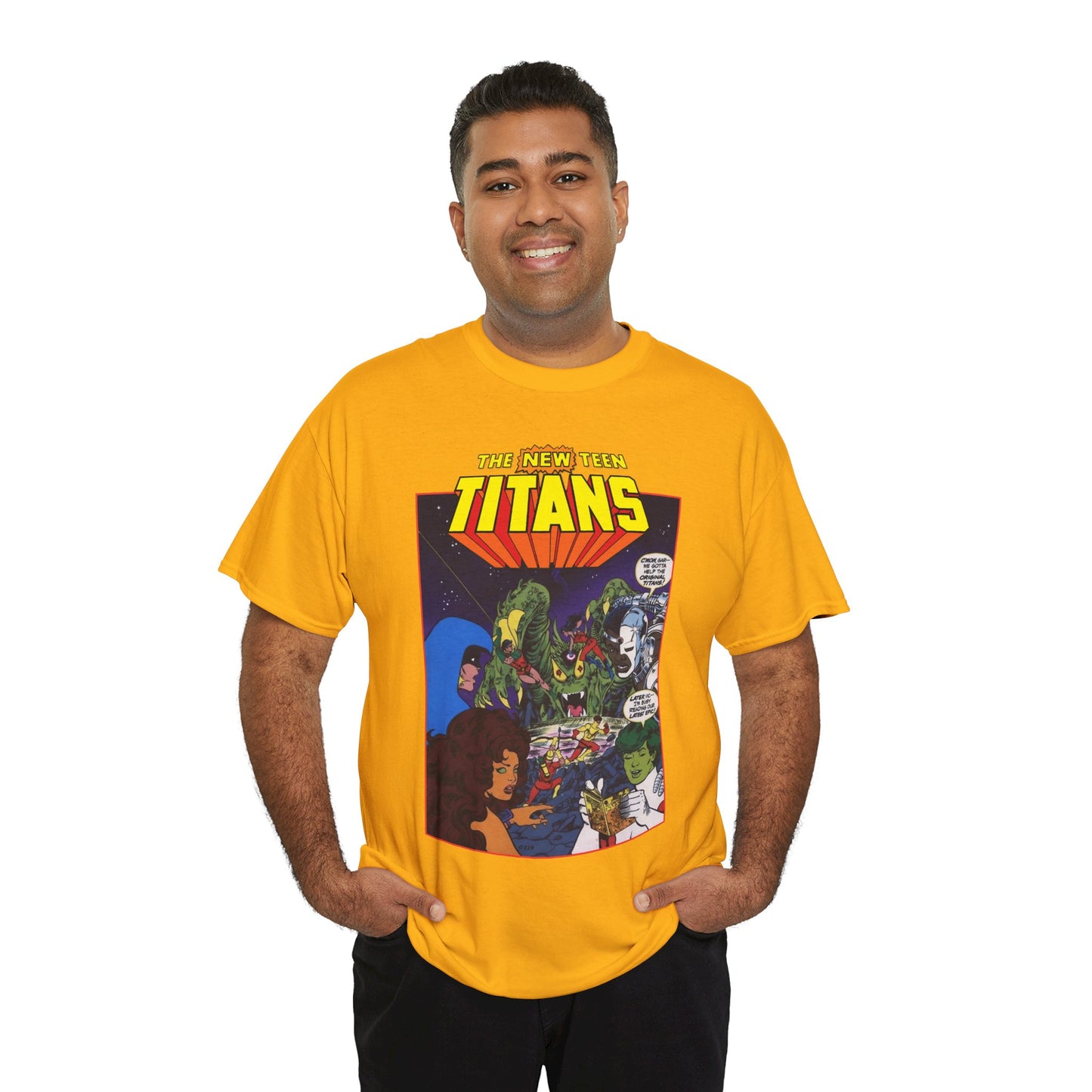 New Teen Titans T-Shirt - George Perez Art - 1980s DC Digest Artwork - Raven, Cyborg, Changeling, Starfire - DC Comics