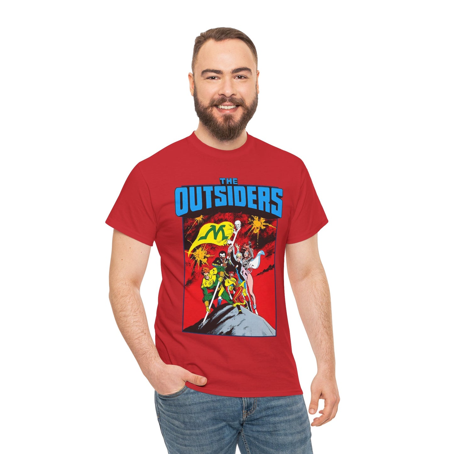 Outsiders T-Shirt - Alan Davis Art - Geo-Force, Halo, Black Lightning, Metamorpho, Katana - DC Comics