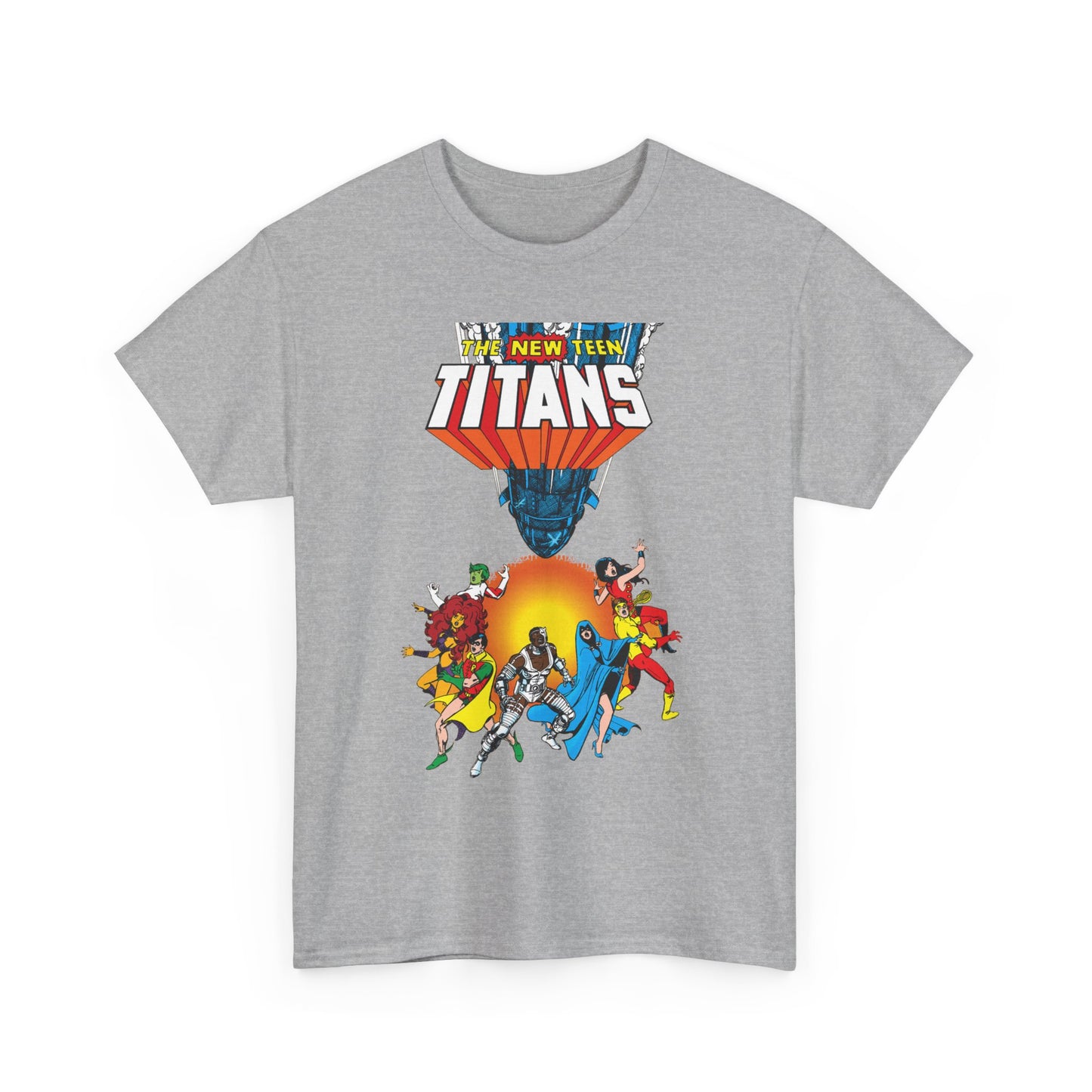 New Teen Titans T-Shirt - George Perez Art - Robin, Wonder Girl, Cyborg, Raven, Starfire, Kid Flash - #10 Cover Art - DC Comics