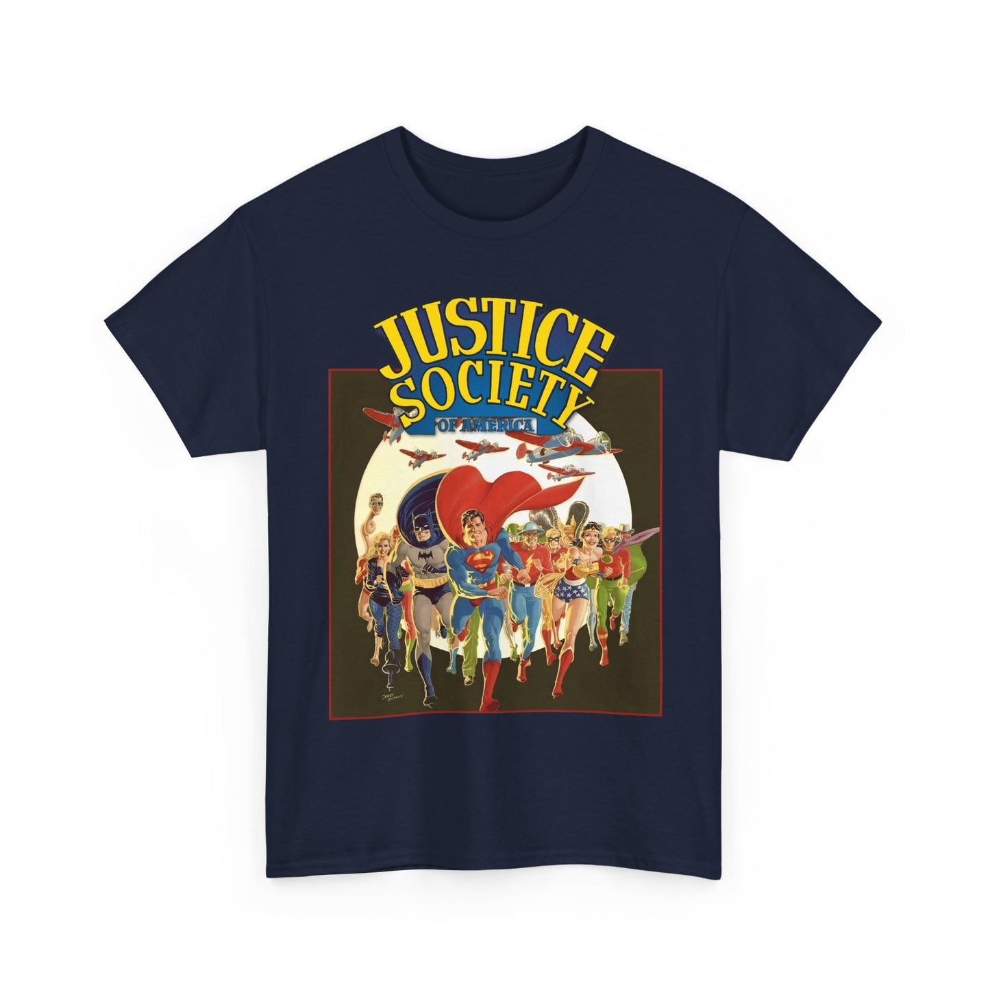 Justice Society of America T-Shirt - Superman, Wonder Woman, Black Canary, Green Lantern, Batman, Plastic Man, Flash - DC Comics