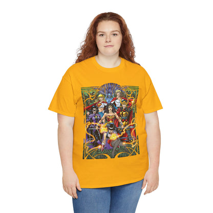 Justice League of Amazons T-Shirt - George Perez Art - Wonder Woman, Zatanna, Supergirl, Power Girl, Huntress, Big Barda - JLA - DC Comics
