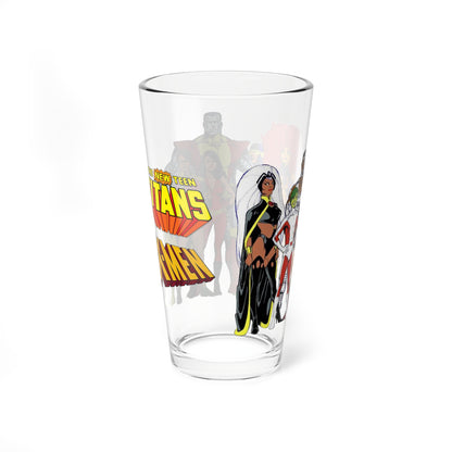 New Teen Titans, Uncanny X-Men Pint Glass, 16oz - DC & Marvel Comics Art - Storm, Cyborg, Wonder Girl, Cyclops, Robin, Colossus, Kitty Pryde