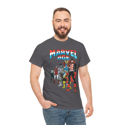 Marvel Age T-Shirt - Captain America, Thor, Incredible Hulk, Iron Man, Spider-Man - New Looks for the 80s