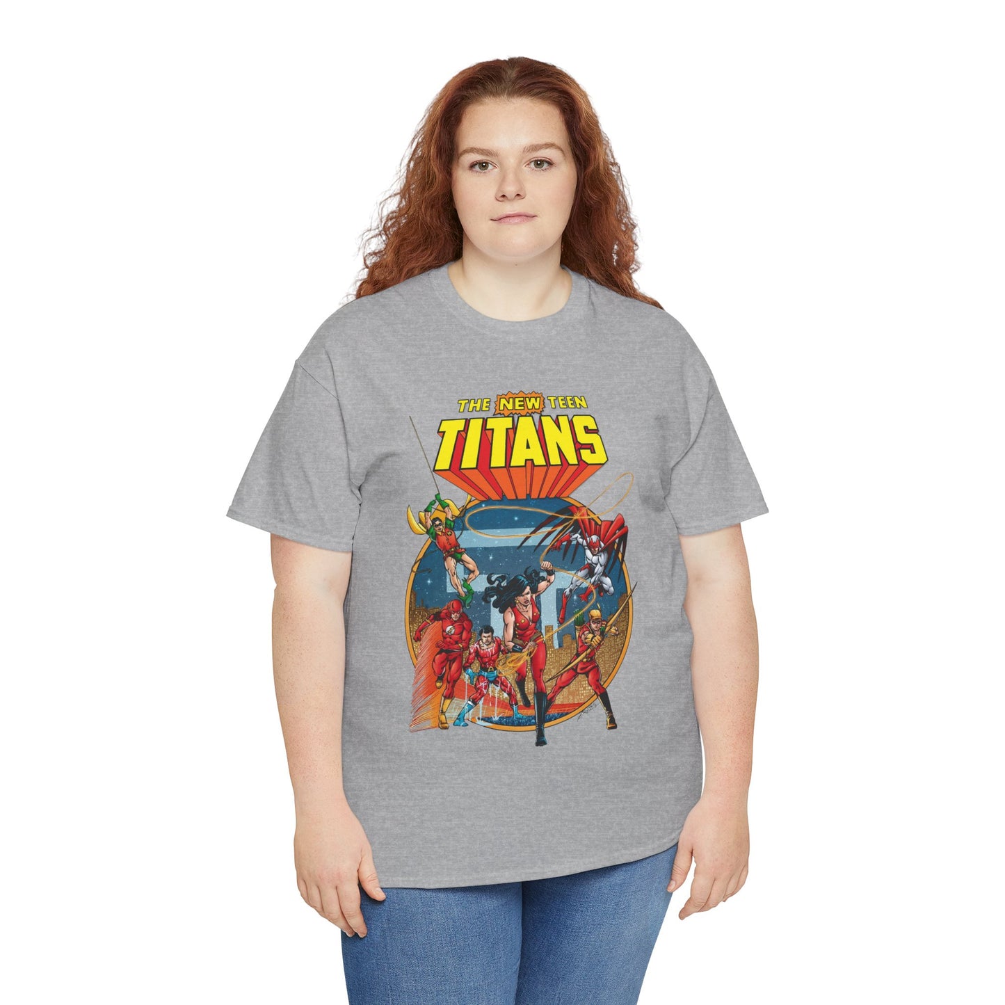 New Teen Titans T-Shirt - George Perez Art - Wonder Girl, Flash, Robin, Speedy, Aqualad, Hawk - DC Comics