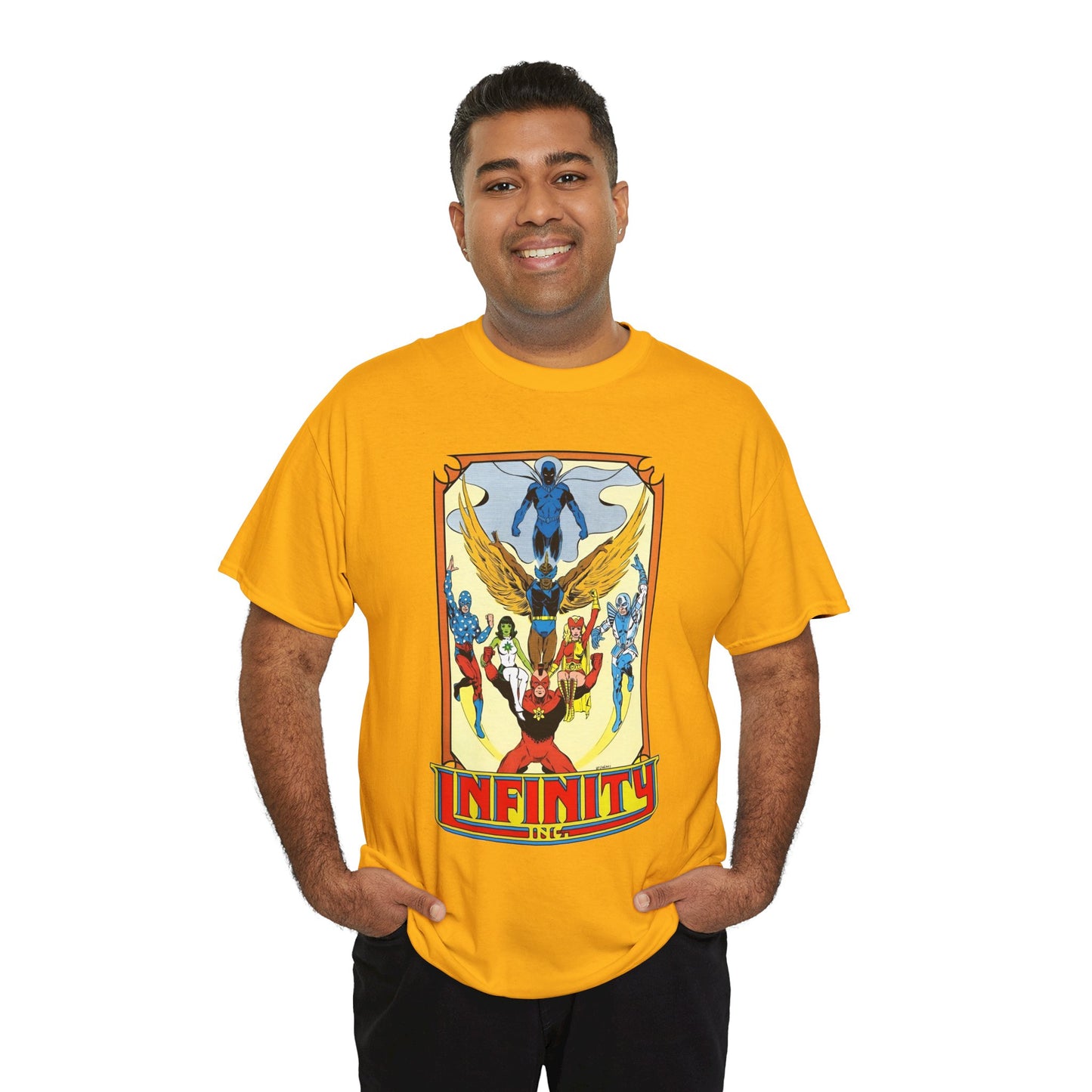 Infinity Inc Shirt - Todd McFarlane Art - Jade, Obsidian, Fury, Northwind, Nuklon, Silver Scarab, Star-Spangled Kid - JSA Successors - DC Comics