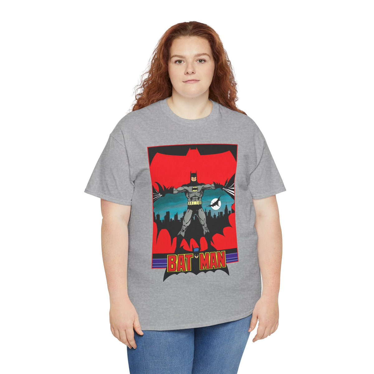 Batman T-Shirt - George Perez Art - 1980s JLA Postcard Art - DC Comics