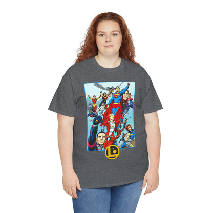 Legion of Super-Heroes T-Shirt - Gary Frank Art - Superman, Saturn Girl, Cosmic Boy, Dawnstar, Brainiac 5, Phantom Girl, Wildfire, Blok, Lightning Lad, Timber Wolf - LOSH - DC Comics