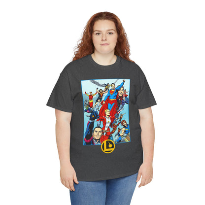 Legion of Super-Heroes T-Shirt - Gary Frank Art - Superman, Saturn Girl, Cosmic Boy, Dawnstar, Brainiac 5, Phantom Girl, Wildfire, Blok, Lightning Lad, Timber Wolf - LOSH - DC Comics