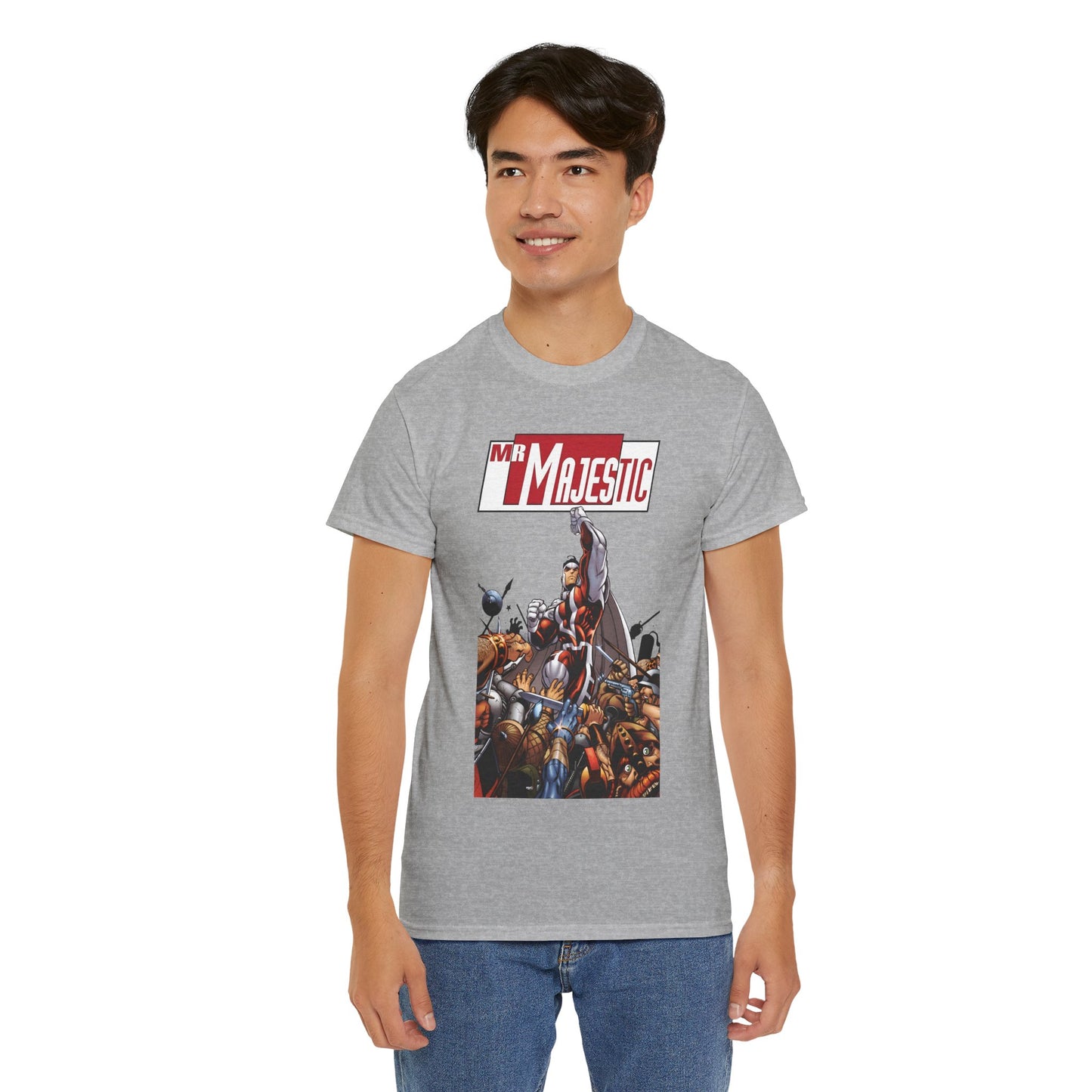 Mr. Majestic T-Shirt - Ed McGuiness Art - Flying Above His Attackers - DC/Wildstorm Comics