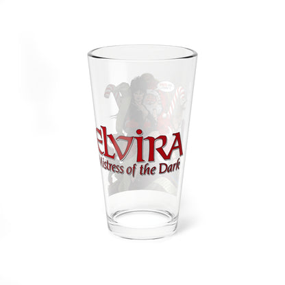 Elvira Pint Glass, 16oz - Mistress of the Dark - DC Comics Holiday Special Art - Sitting on Santa Claus' Lap