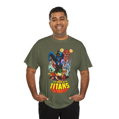 New Teen Titans T-Shirt - George Perez Art - Raven, Cyborg, Robin, Starfire, Wonder Girl, Changeling - DC Comics