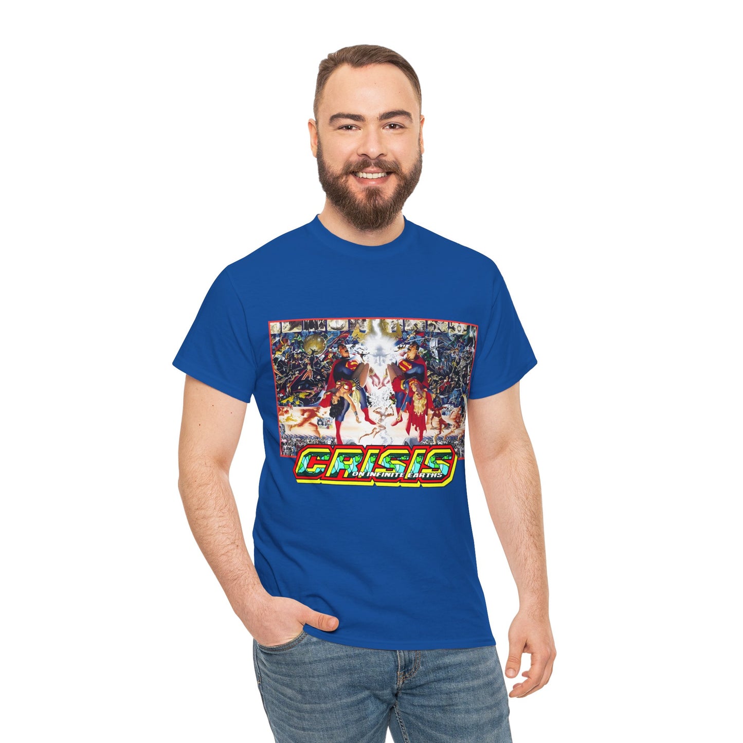 Crisis on Infinite Earths T-Shirt - Alex Ross & George Perez Art - Superman, Wonder Woman, Supergirl, Flash, Monitor, Anti-Monitor - DC Comics