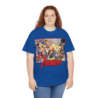 Avengers Vs Thunderbolts T-Shirt - George Perez Art - Captain America, Iron Man, Wonder Man, Scarlet Witch, Hawkeye, Citizen V, MACH-1, Techno, Atlas, Songbird - Marvel Comics