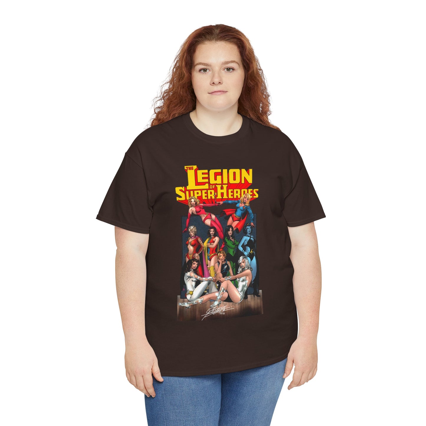 Legion of Super-Heroes T-Shirt - George Perez Art - Saturn Girl, Supergirl, Dream Girl, Shadow Lass, Phantom Girl - The Super Woman of LOSH - DC Comics