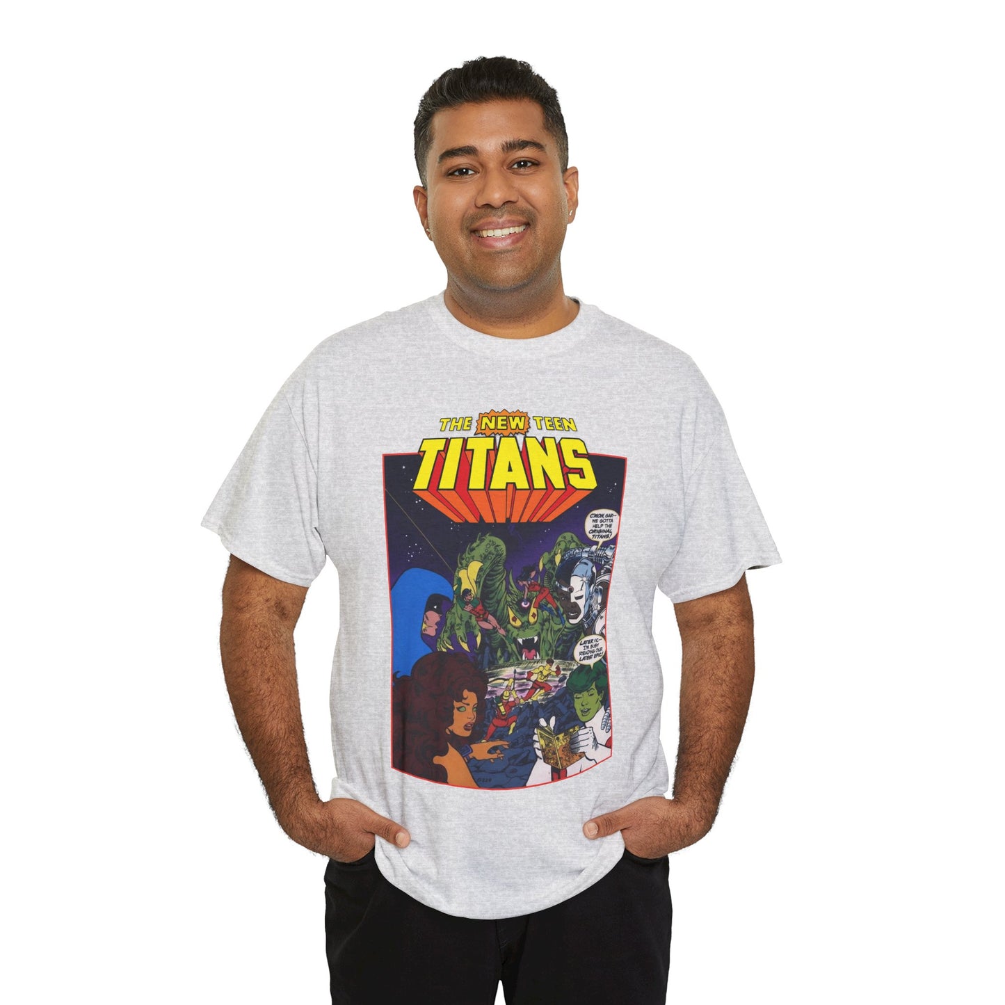 New Teen Titans T-Shirt - George Perez Art - 1980s DC Digest Artwork - Raven, Cyborg, Changeling, Starfire - DC Comics