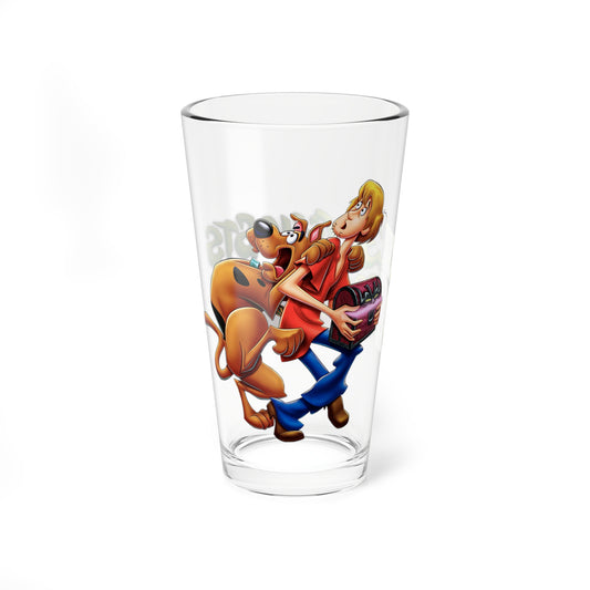 13 Ghosts of Scooby Doo Pint Glass, 16oz - Hanna-Barbera 1985 Cartoon Series - Shaggy & Scooby with the Chest