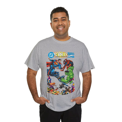 DC Comics Vs Marvel Comics T-Shirt - George Perez Art - Superman, Hulk, Batman, Spider-man, X-Men, New Teen Titans