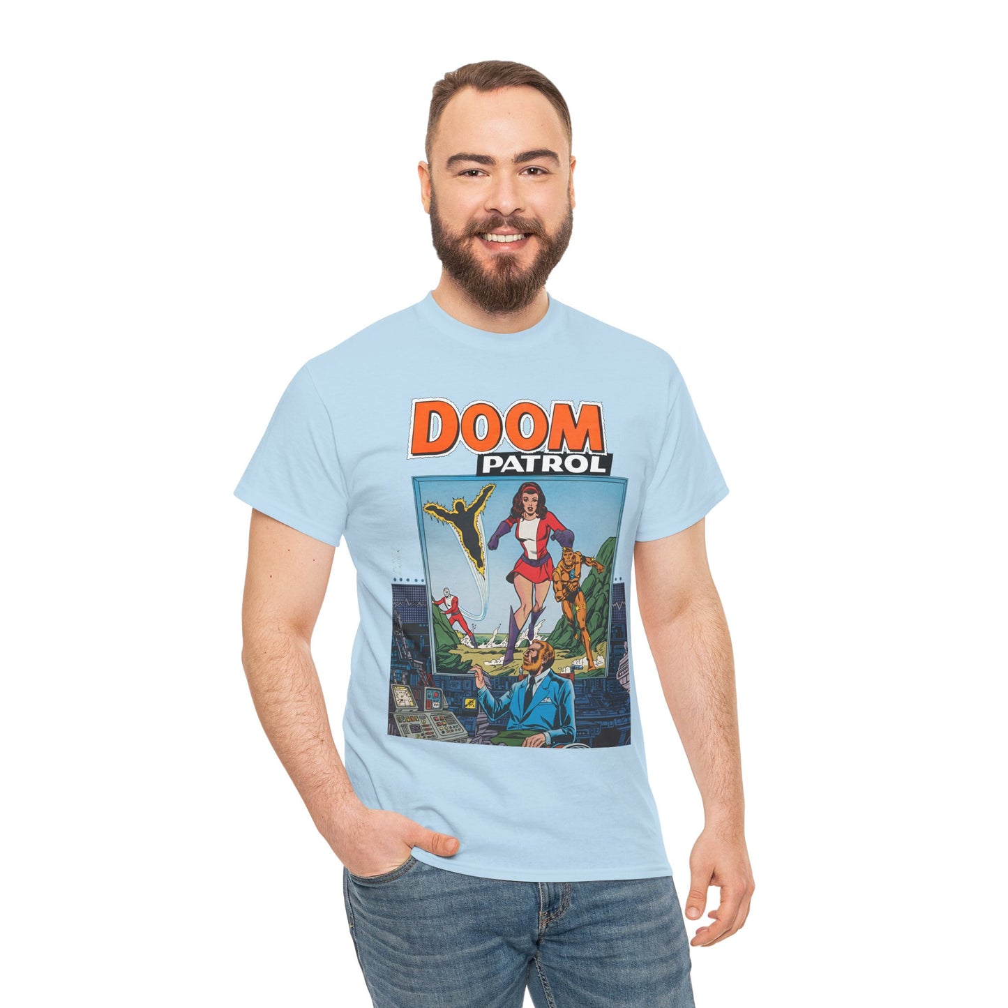 Doom Patrol T-Shirt - George Perez Art - Elasti-Girl, Robotman, Negative Man, The Chief - DC Comics Digest Cover Art