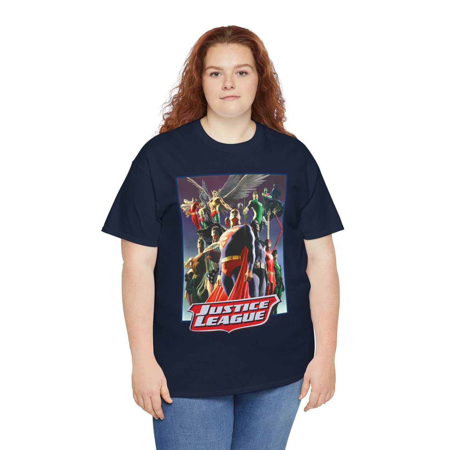 Justice League T-Shirt - Alex Ross Art - Superman, Wonder Woman, Black Canary, Hawkman, Flash, Aquaman, Atom - DC Comics