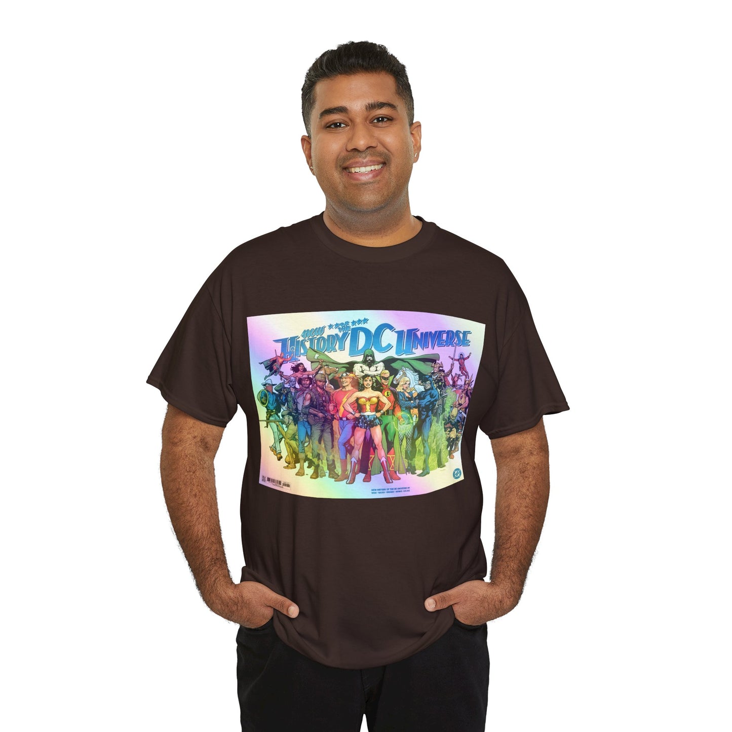 New History of the DC Universe T-Shirt - Wonder Woman, Wildcat, Black Canary, Sgt. Rock, Etrigan, Spectre, Jonah Hex - DC Comics
