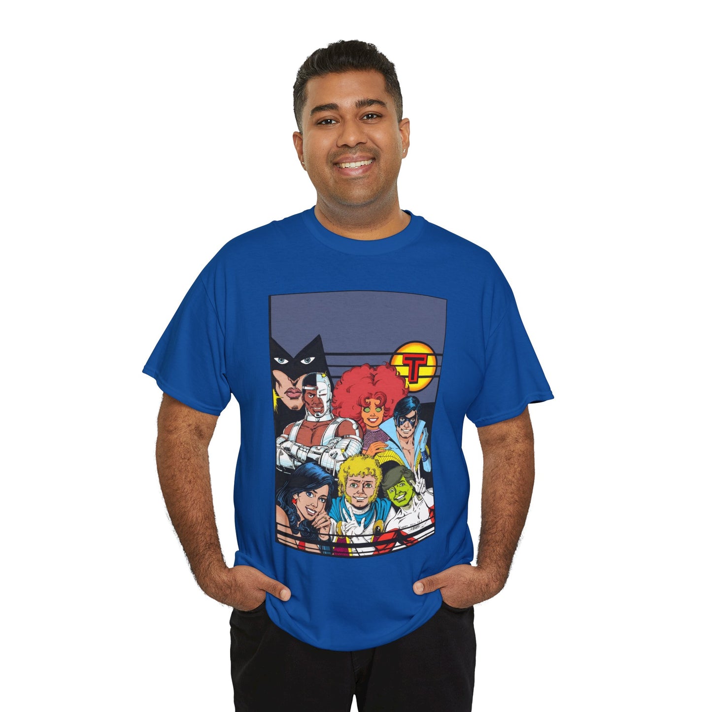 New Teen Titans T-Shirt - George Perez Painted Art - Nightwing, Wonder Girl, Raven, Jericho, Cyborg, Starfire, Changeling - DC Comics