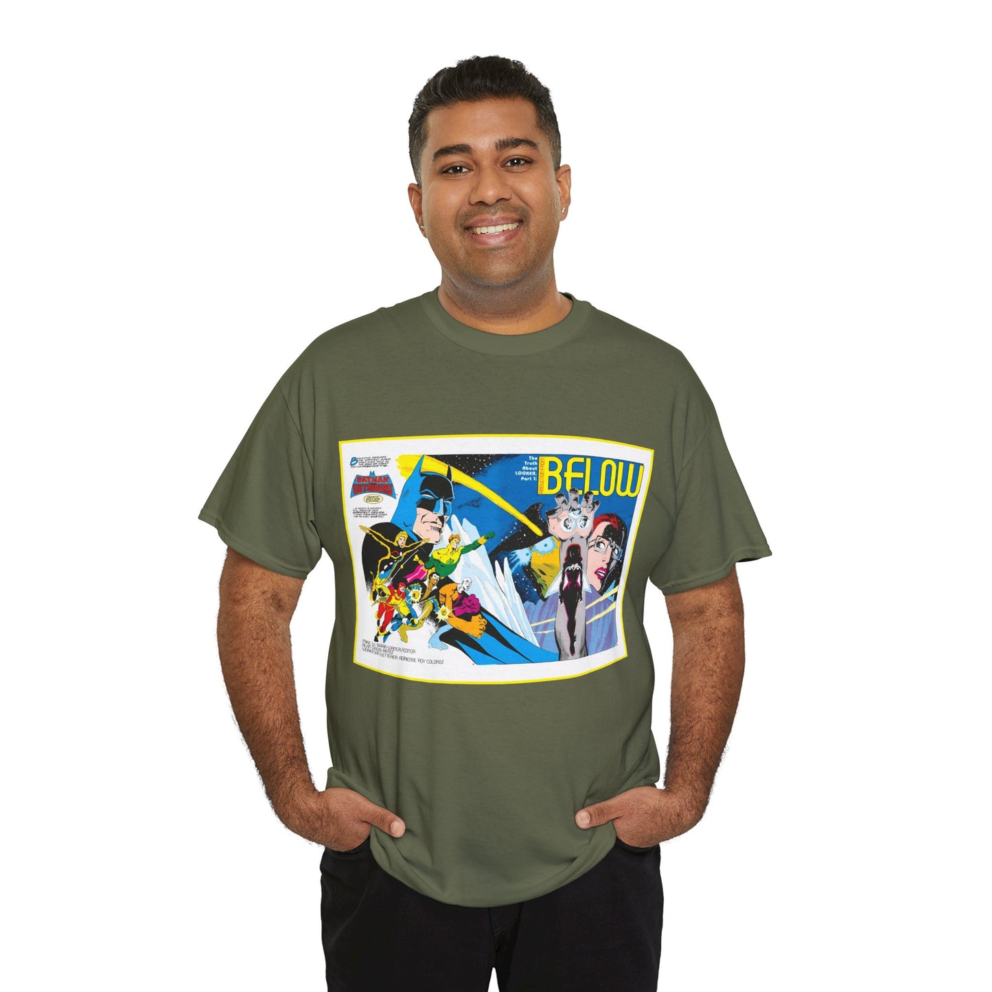 Batman & the Outsiders T-Shirt - Alan Davis Art - Promotional Poster - Looker, Halo, Katana, Geo-Force, Metamorpho, Black Lightning - DC Comics