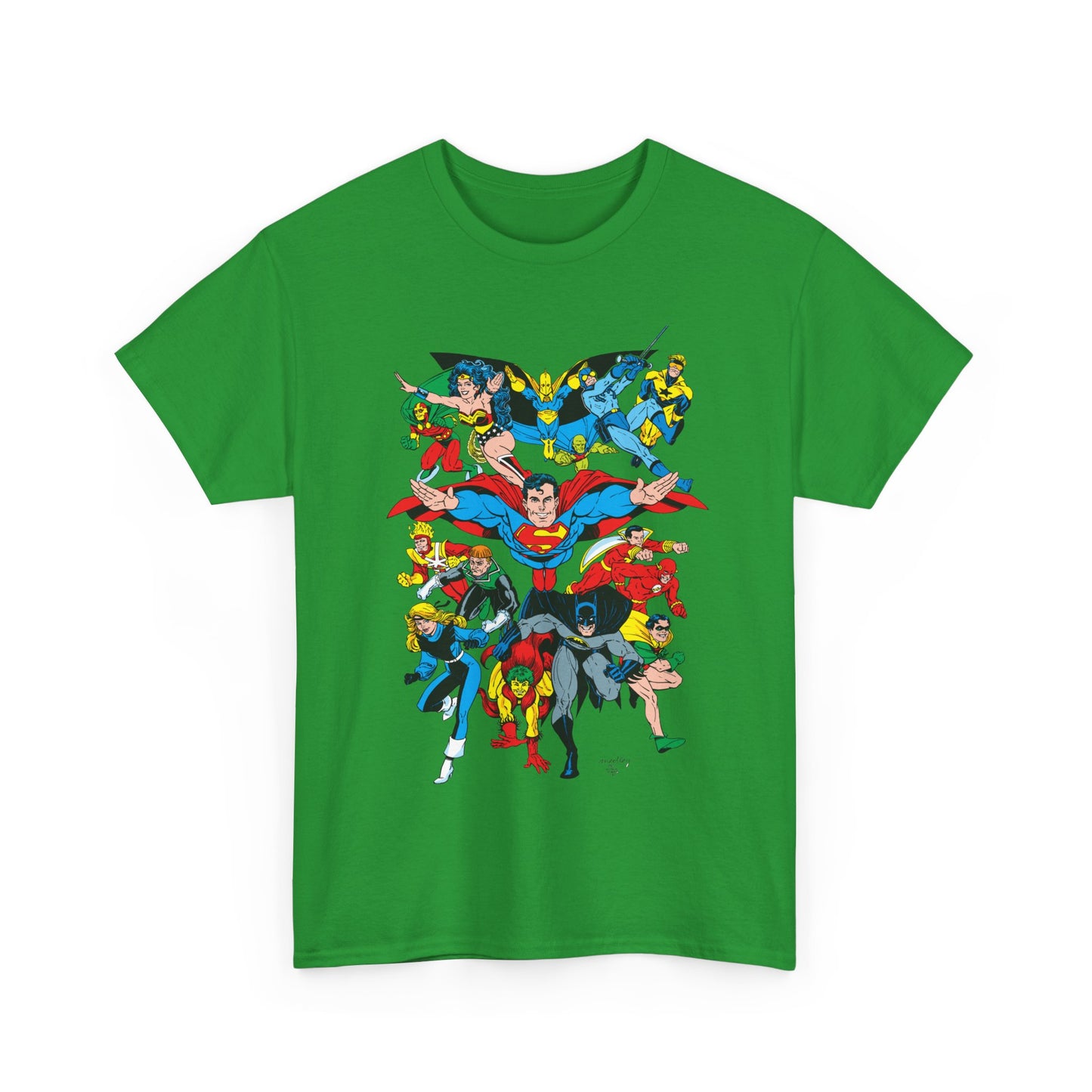 DC Legends T-Shirt - Linda Medley, Arthur Adams Art - Superman, Wonder Woman, Batman, Creeper, Black Canary, Guy Gardner, Blue Beetle, Booster Gold, Dr. Fate, Flash - DC Comics