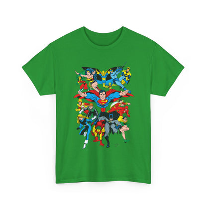 DC Legends T-Shirt - Linda Medley, Arthur Adams Art - Superman, Wonder Woman, Batman, Creeper, Black Canary, Guy Gardner, Blue Beetle, Booster Gold, Dr. Fate, Flash - DC Comics