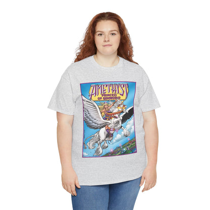 Amethyst Princess of Gemworld T-Shirt - George Perez Art - DC Comics 1980s Series - Riding a Unicorn