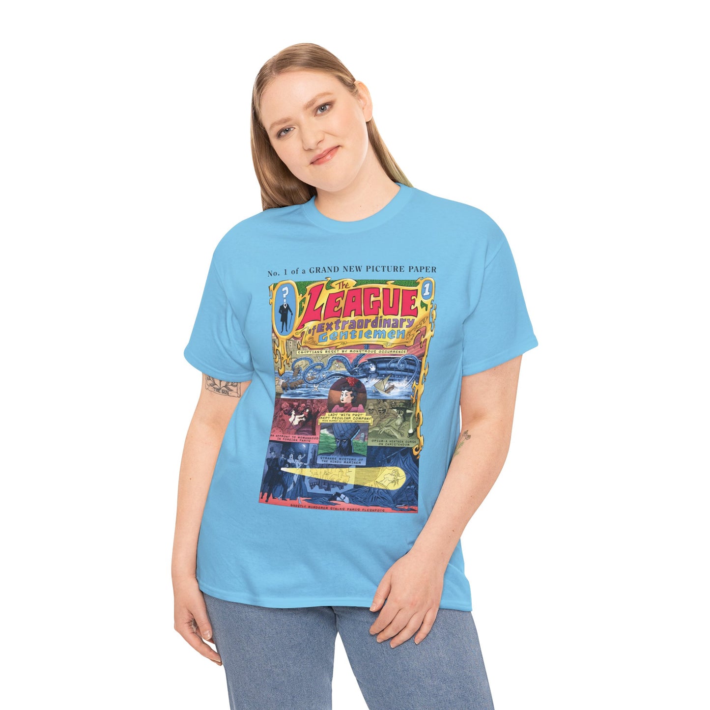League of Extraordinary Gentlemen T-Shirt - Kevin O'Neill Art - Mina Murray, Captain Nemo, Allan Quatermain, Dr. Jekyll, & The Invisible Man - Alan Moore Story - DC Comics