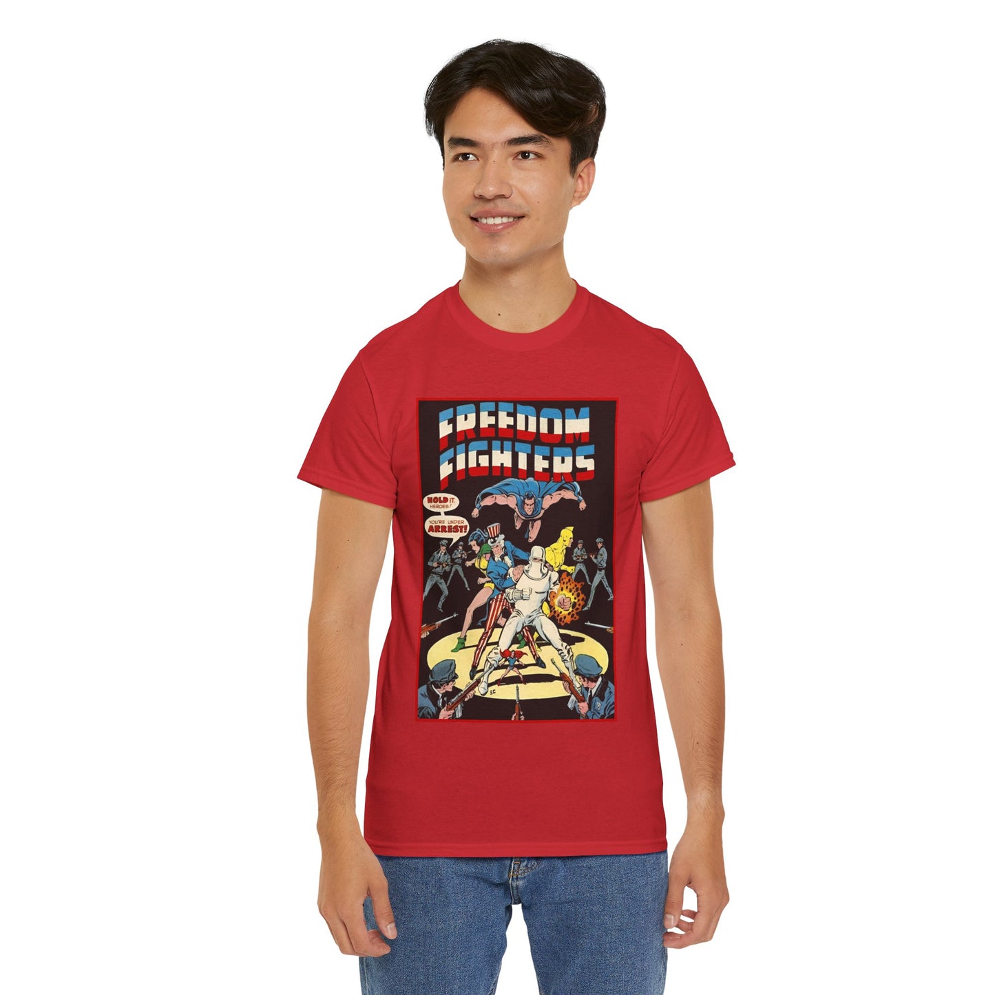 Freedom Fighters T-Shirt - 70s Series - Uncle Sam, The Ray, Phantom Lady, Doll Man, Black Condor, Human Bomb - DC Comics