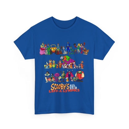 Scooby's All-Star Laff-A-Lympics T-Shirt - Hanna-Barbera Cartoon - Speed Buggy, Yogi Bear, Grape Ape, Scooby Dum, Shaggy, Wally Gator