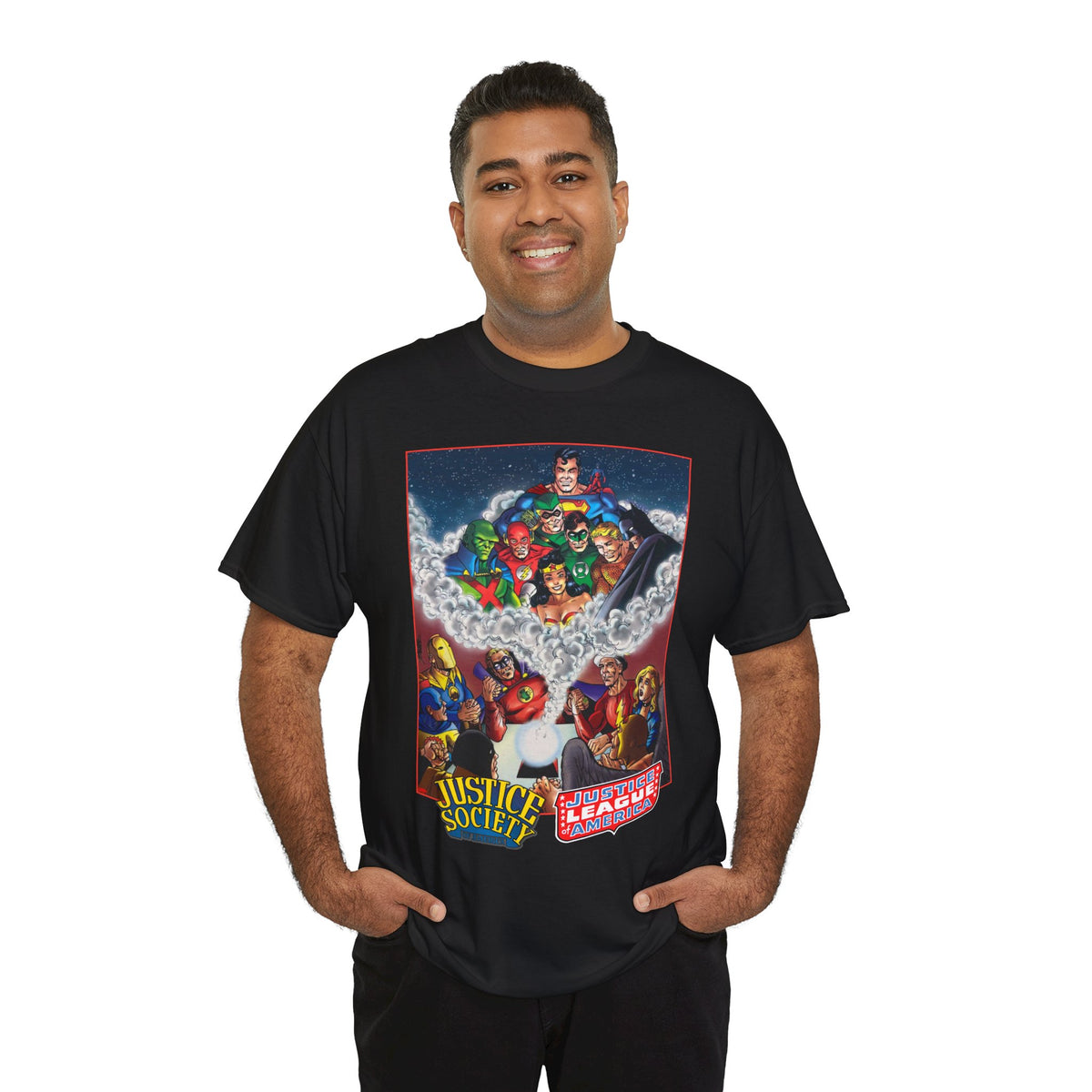 Justice Society & Justice League T-Shirt - George Perez Art - Golden & Silver Age - DC Comics