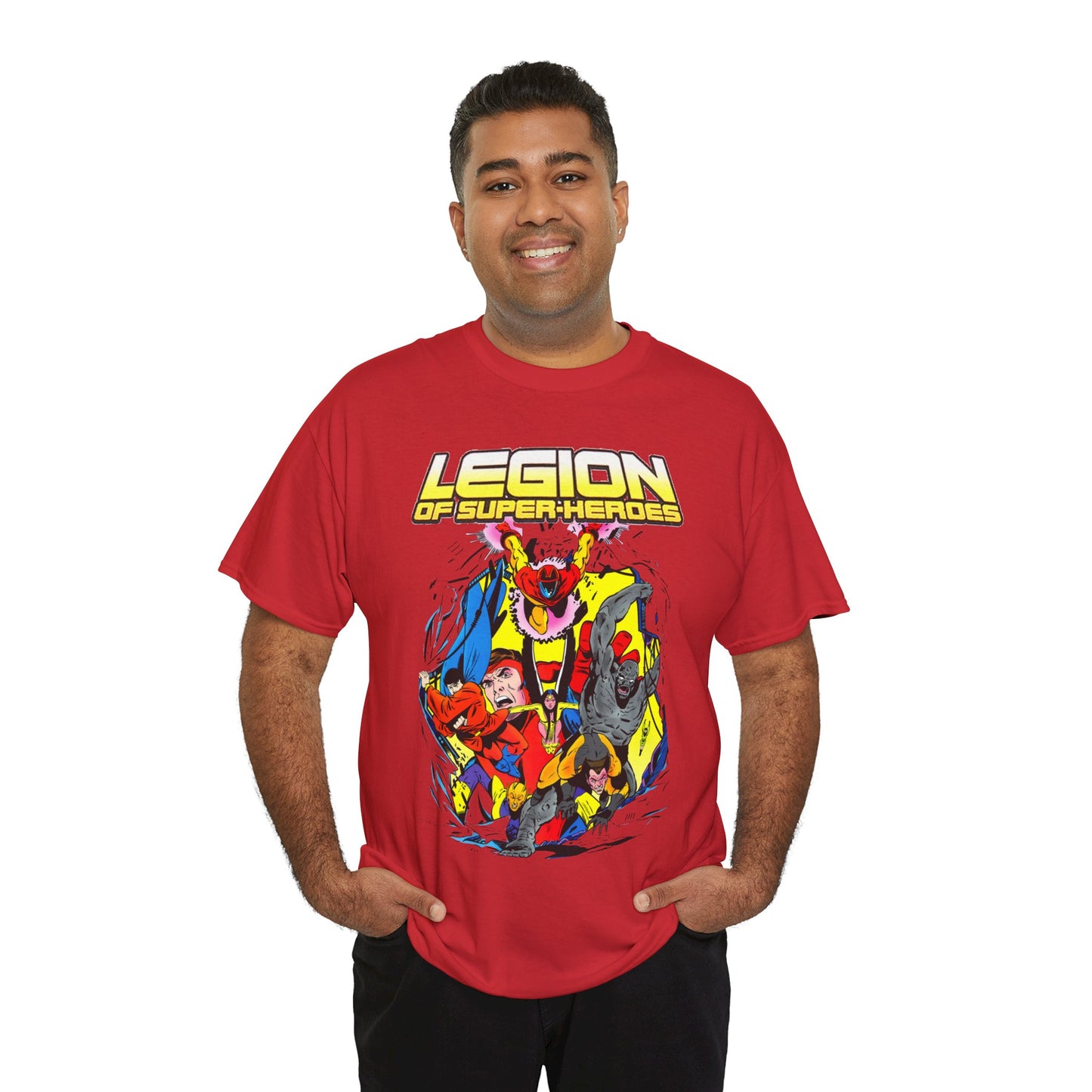 Legion of Super-Heroes T-Shirt - Mon-El, Colossal Kid, Wildfire, Dawnstar, Blok, Timber Wolf - LOSH - DC Comics