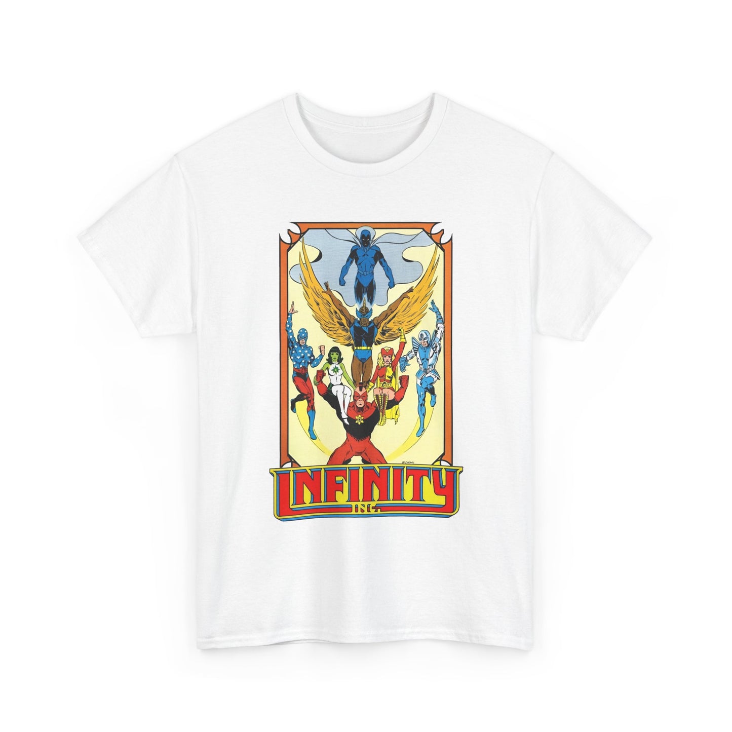 Infinity Inc Shirt - Todd McFarlane Art - Jade, Obsidian, Fury, Northwind, Nuklon, Silver Scarab, Star-Spangled Kid - JSA Successors - DC Comics