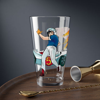 Speed Racer Pint Glass, 16oz - Tatsuo Yoshida Story & Art - Popular Manga/Anime Series from the 1960s - Mach GoGoGo - Go Mifune!