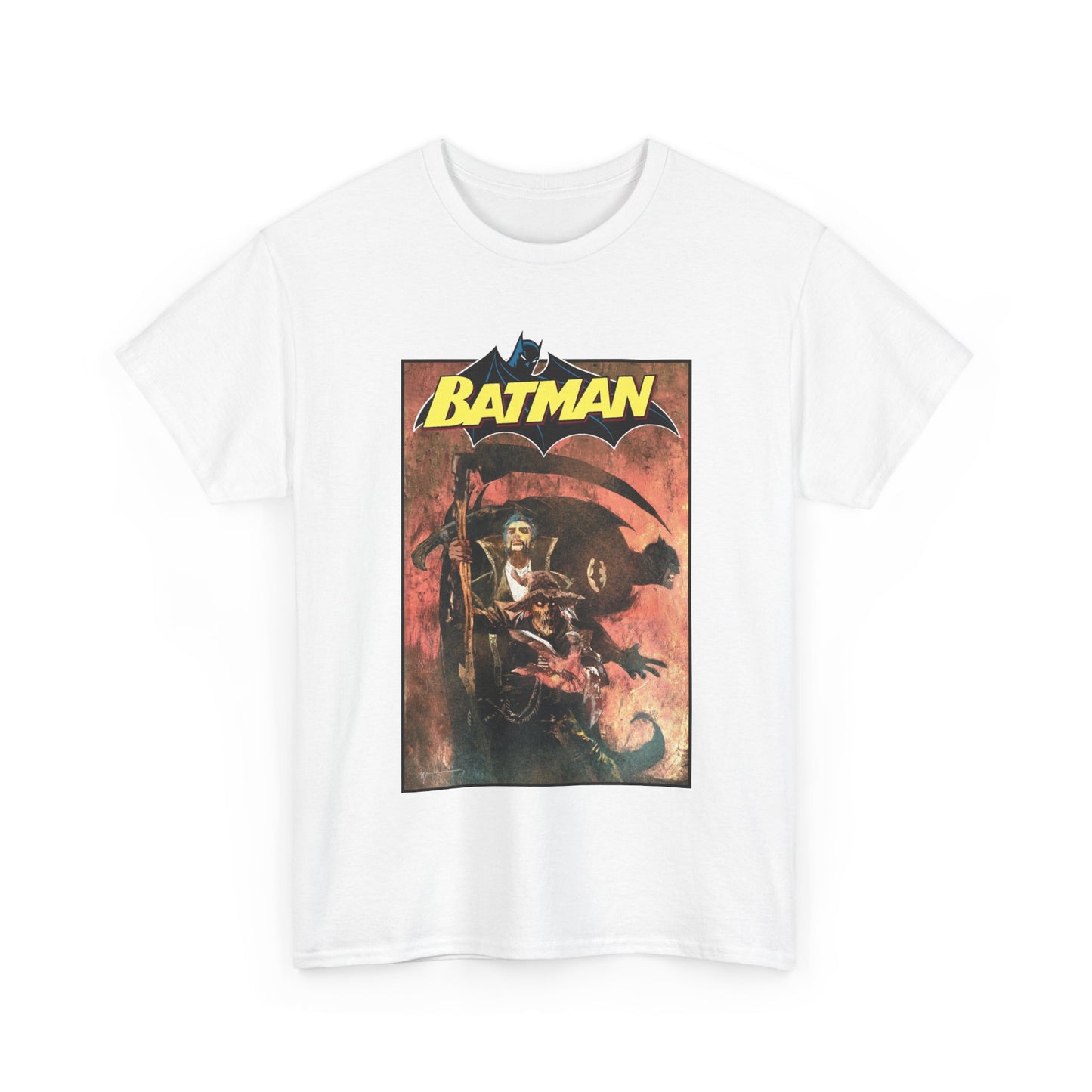 Batman T-Shirt - Bill Sienkiewicz Art - With Scarecrow & Ra's Al Ghul - DC Comics
