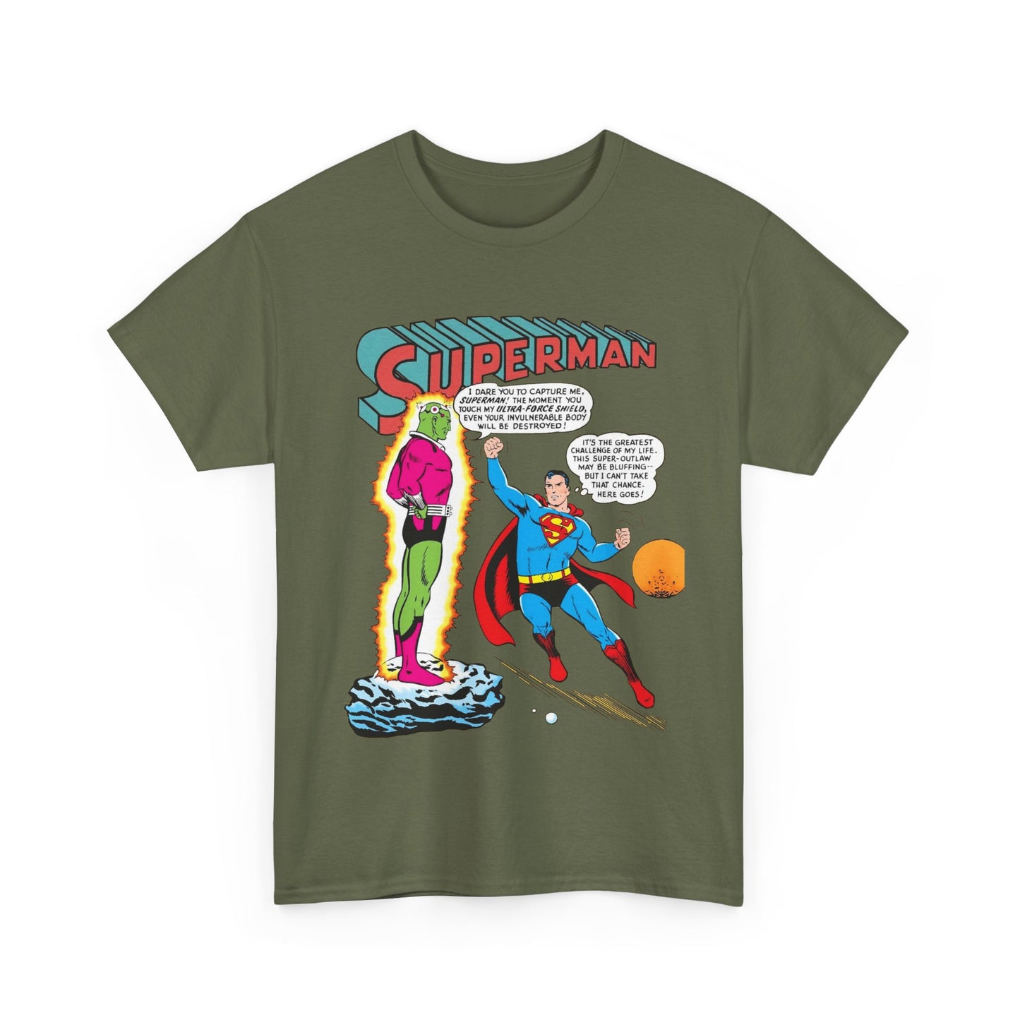Superman T-Shirt - Curt Swan Art - Vs Brainiac- Silver Age 1st Appearance - DC Comics