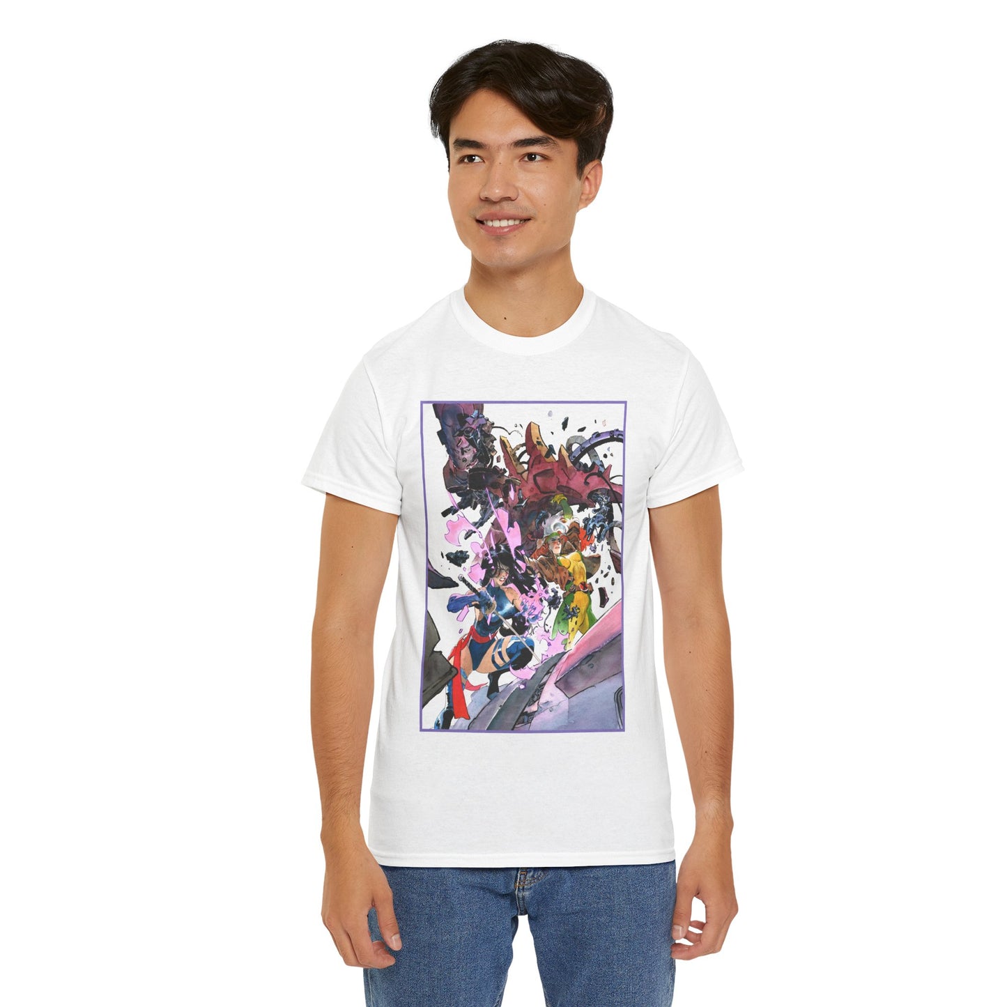 Rogue & Psylocke T-Shirt - Ripping Apart a Sentinel - X-Men Mutants - Marvel Comics