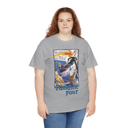 Fantastic Four T-Shirt - John Byrne Art - Invisible Woman, Thing, Human Torch, Reed Richards - Fantasticar, Baxter Building - Marvel Comics