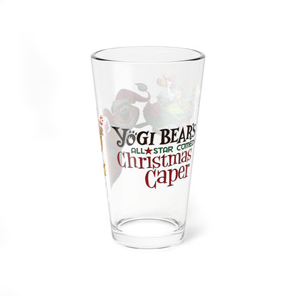 Yogi Bear's All-Star Comedy Christmas Caper Pint Glass, 16oz - Huckleberry Hound, Ranger Smith, Boo Boo - Hanna-Barbera Cartoon