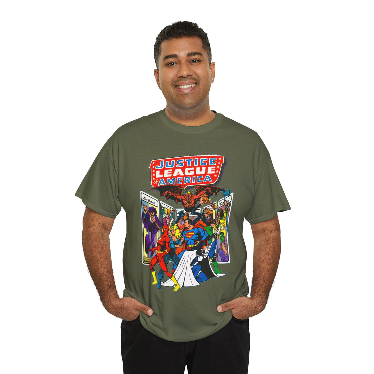 Justice League of America T-Shirt - George Perez Art - Vs Tarot Gang - DC Comics