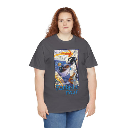 Fantastic Four T-Shirt - John Byrne Art - Invisible Woman, Thing, Human Torch, Reed Richards - Fantasticar, Baxter Building - Marvel Comics