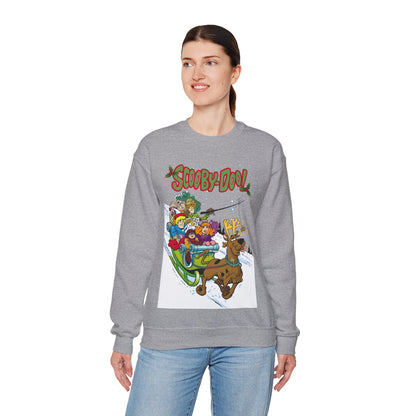 Scooby Doo Christmas Crewneck Sweatshirt - Shaggy, Daphne, Velma, Fred Sleighing Through the Snow