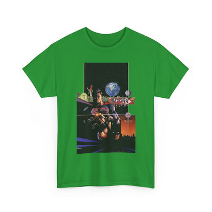 Crisis on Infinite Earths T-Shirt - George Perez Art - Superman, Batman, Wonder Woman, Captain Marvel, Blue Beetle, Kid Flash - Retro 1980s - DC Comics