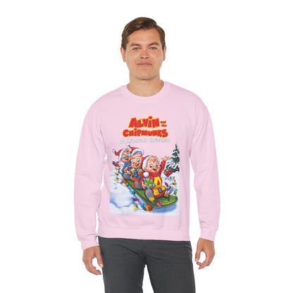 Alvin & the Chipmunks Christmas Special Heavy Blend Crewneck Sweatshirt - Alvin, Simon, Theodore Festive Holiday Cartoon